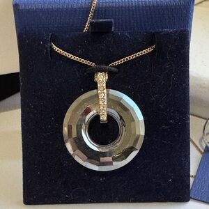 💫 Swarovski Gold-Tone Golden Shadow Crystal Pendant Necklace – Modern Magic💫